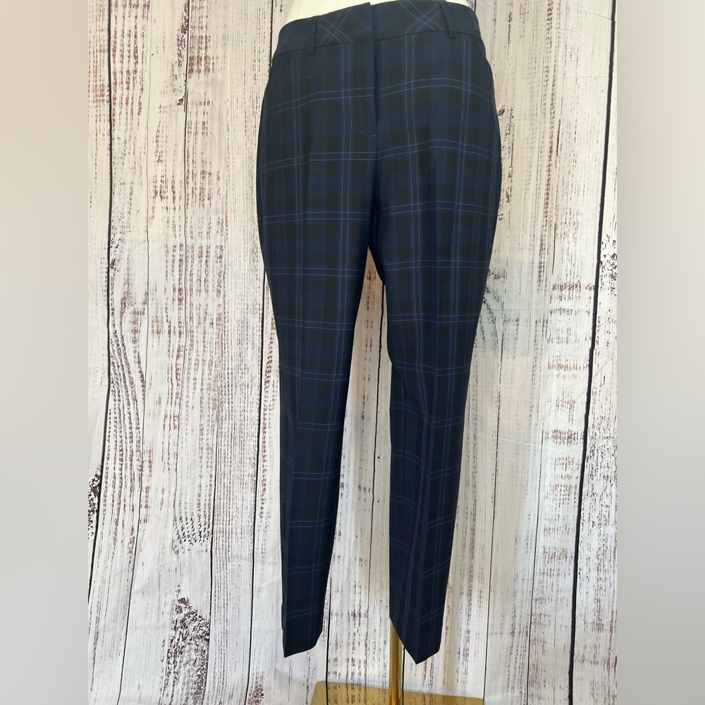 Express Publicist Stretch Ankle Pants – Navy Blue Plaid | Size 8 (Regular)